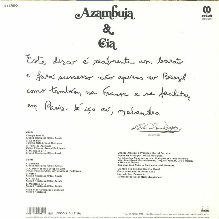 Back cover — AZAMBUJA & CIA — Azambuja & Cia