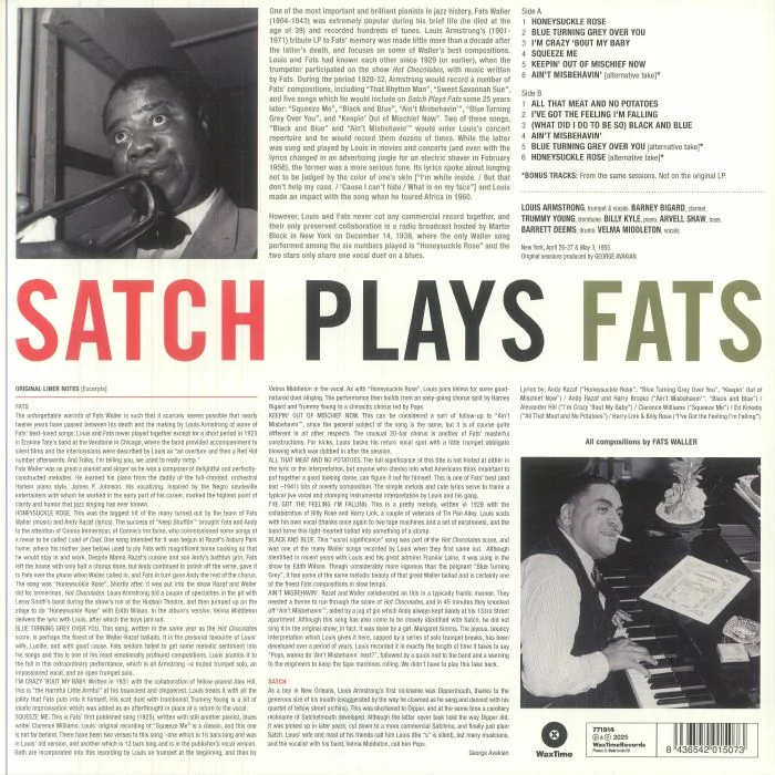 Обратная сторона обложки — Louis ARMSTRONG — Satch Plays Fats (reissue)