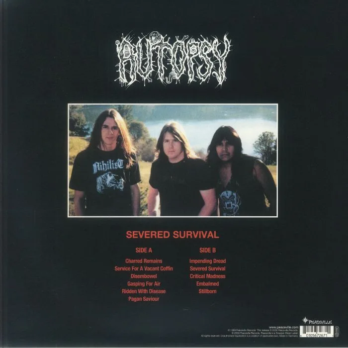 Back cover — AUTOPSY — Severed Survival (reissue)