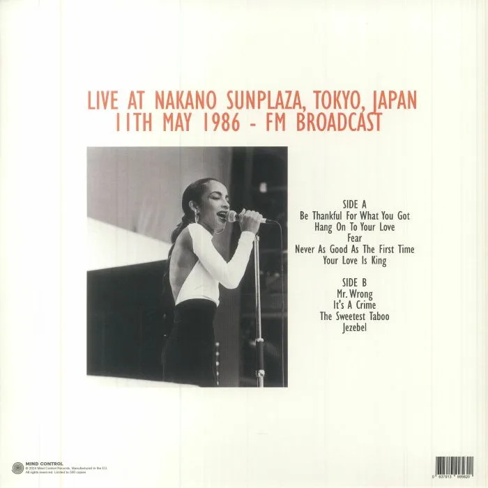 Обратная сторона обложки — SADE — License To Love, Live At Nakano Sunplaza Tokyo Japan 11th May 1986 FM Broadcast
