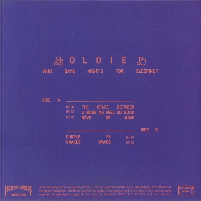 Back cover — GOLDIE B — Who Says Night's For Sleeping? EP