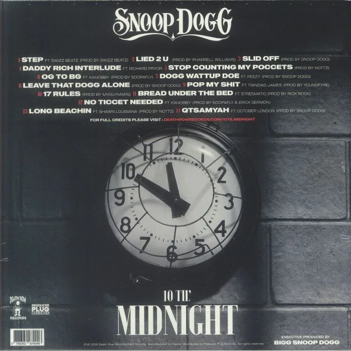 Back cover — SNOOP DOGG — 10 Til' Midnight