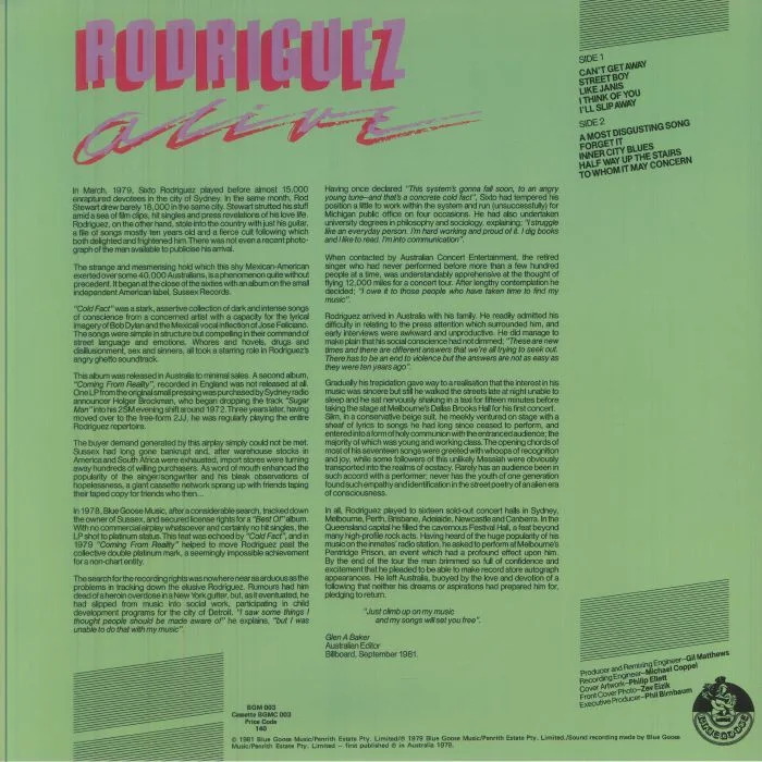 Обратная сторона обложки — RODRIGUEZ — Alive (reissue)