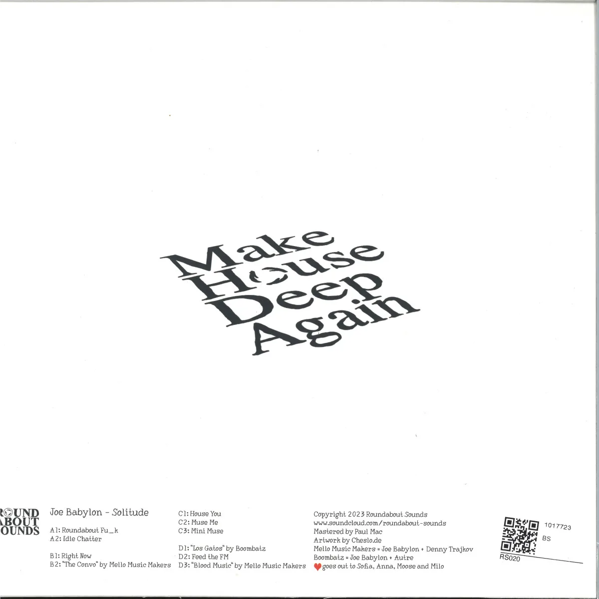 Back cover — Joe Babylon — Solitude 2x12"