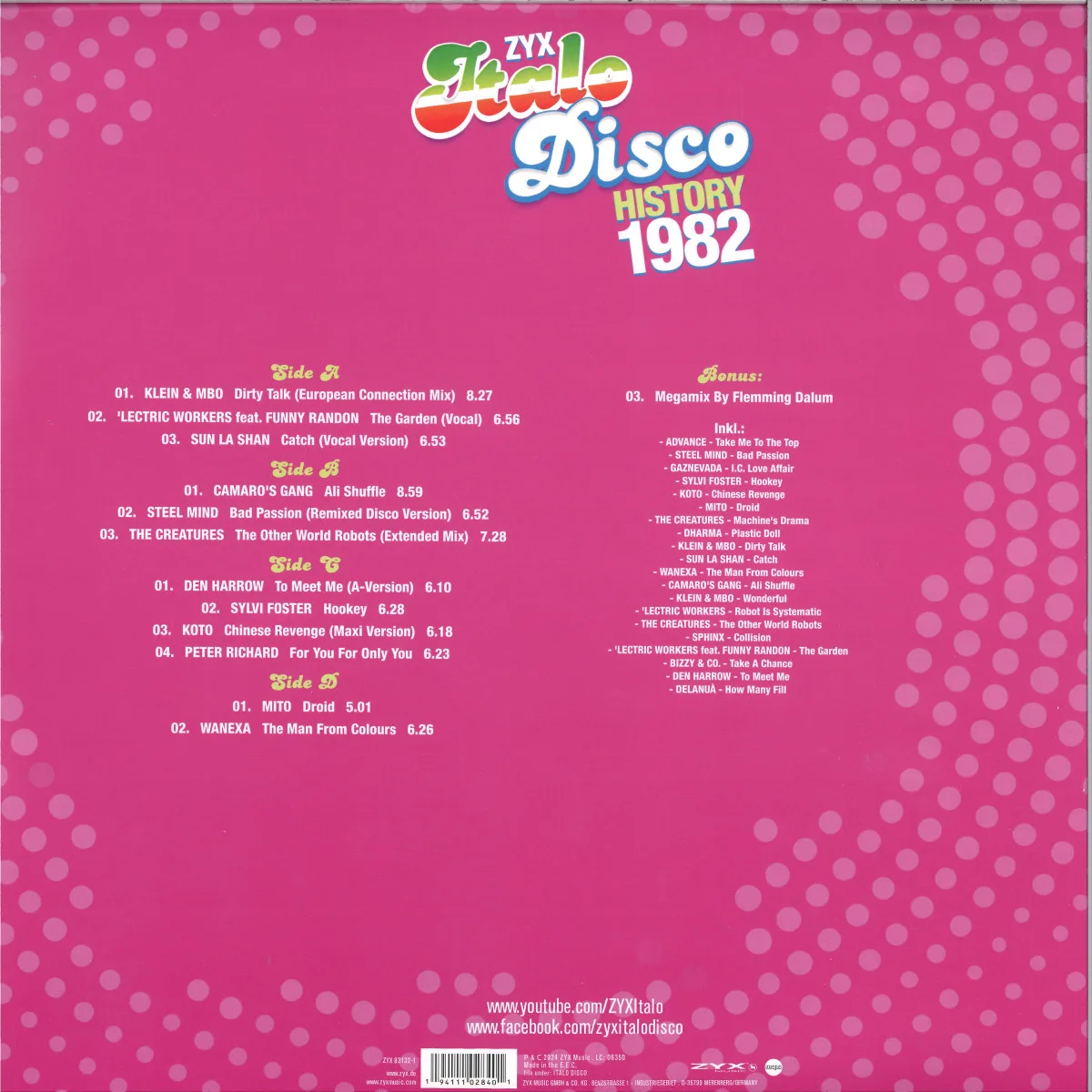 Обратная сторона обложки — Various — ZYX Italo Disco History: 1982 LP 2x12"