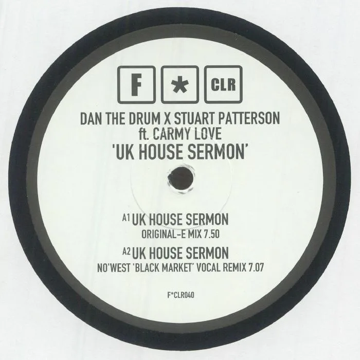 Лицевая сторона обложки — DAN THE DRUM / STUART PATTERSON feat CARMY LOVE — UK House Sermon