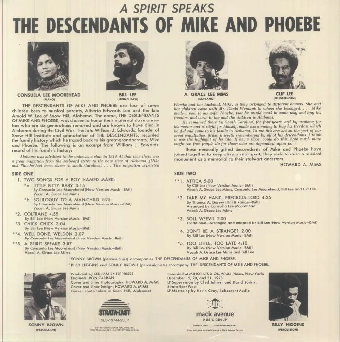 Back cover — The DESCENDANTS OF MIKE & PHOEBE — A Spirit Speaks (Record Store Day Black Friday RSD 2025)