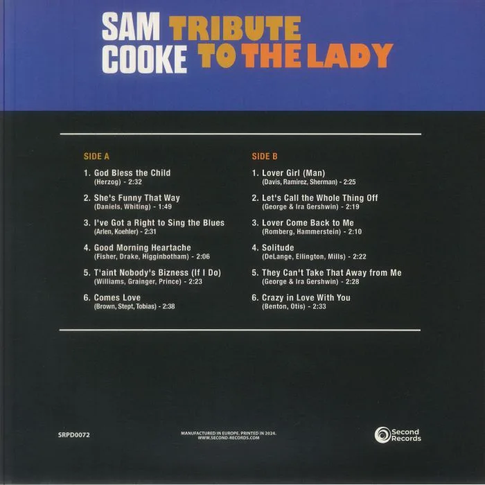 Обратная сторона обложки — Sam COOKE — Tribute To The Lady (reissue)