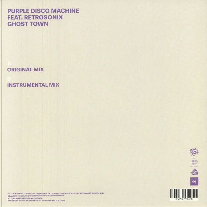 Back cover — PURPLE DISCO MACHINE feat RETROSONIX — Ghost Town