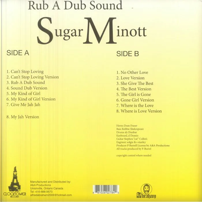 Обратная сторона обложки — Sugar MINOTT — Rub A Dub Sound