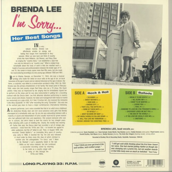 Back cover — Brenda LEE — I'm Sorry: Her Best Songs
