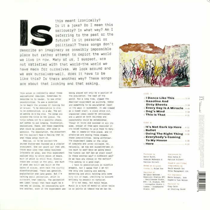 Back cover — David BYRNE — American Utopia