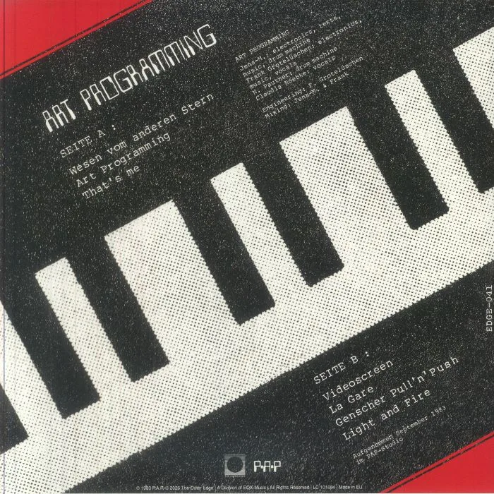 Обратная сторона обложки — ART PROGRAMMING — Art Programming (reissue)