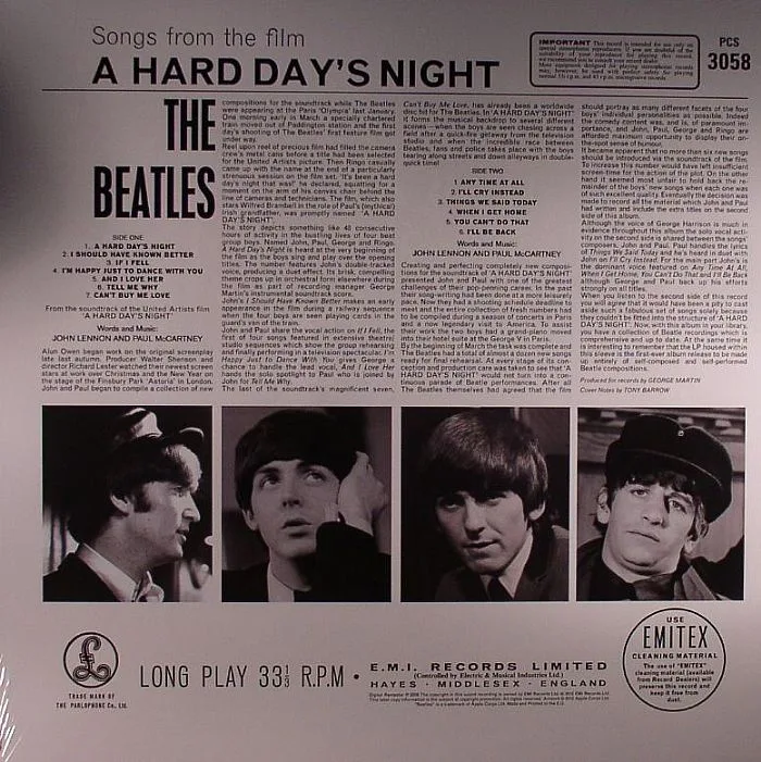 Обратная сторона обложки — The BEATLES — A Hard Day's Night (remastered)