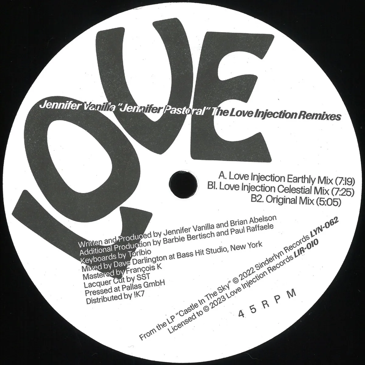 Front cover — Jennifer Vanilla — JENNIFER PASTORAL (LOVE INJECTION REMIXES)