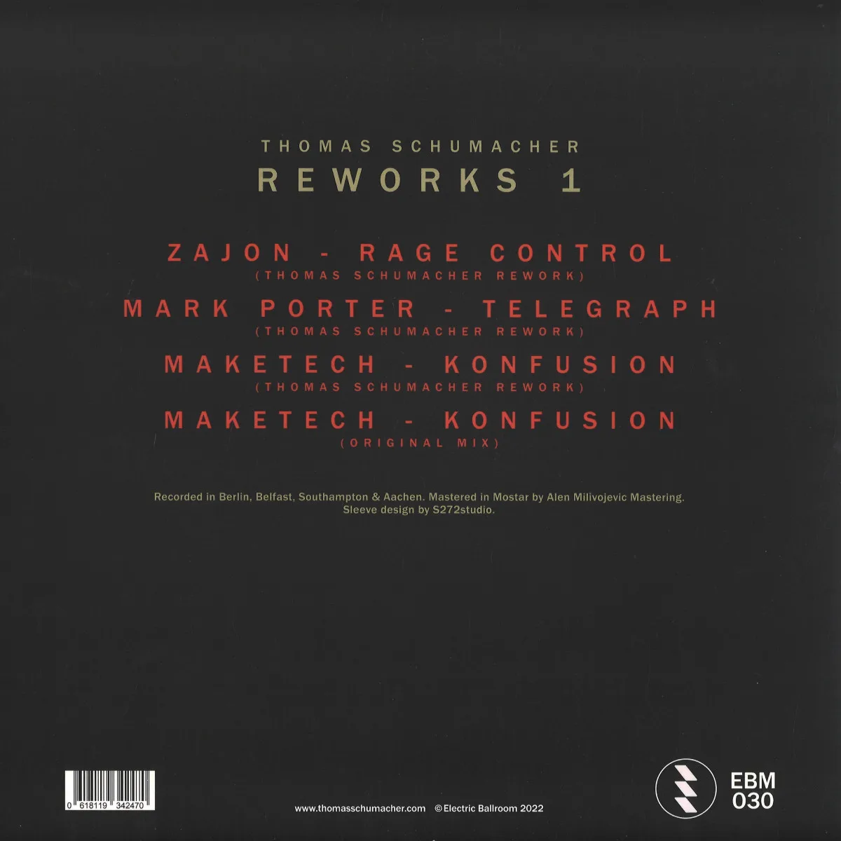 Обратная сторона обложки — Thomas Schumacher / Various — Reworks 1