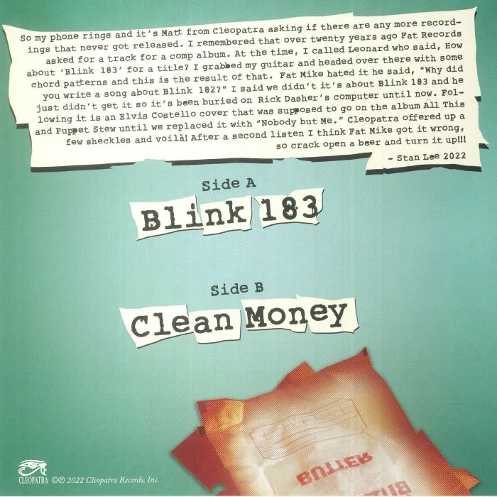 Обратная сторона обложки — The DICKIES — Blink 183