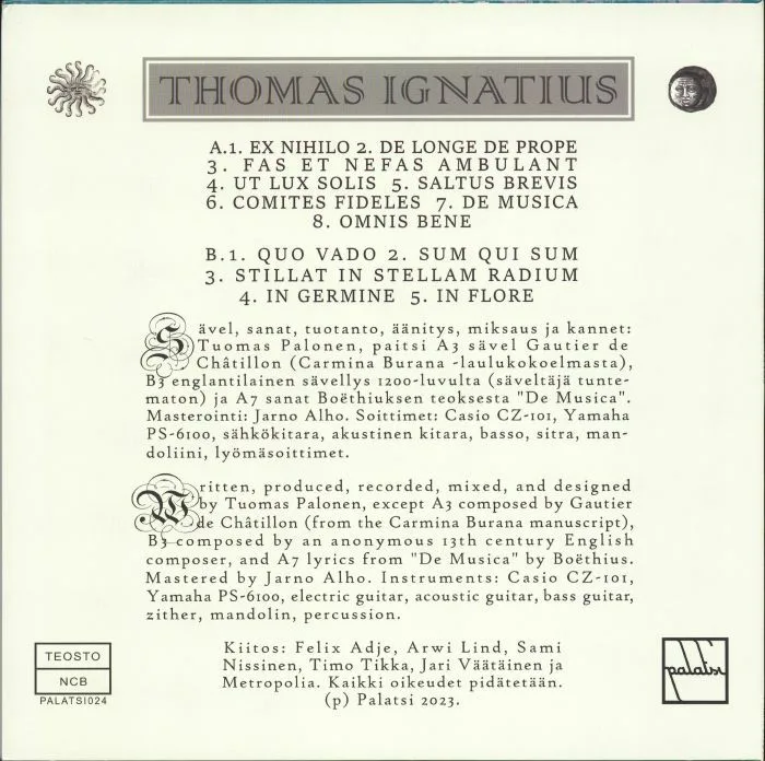 Обратная сторона обложки — THOMAS IGNATIUS — Thomas Ignatius (B-STOCK)