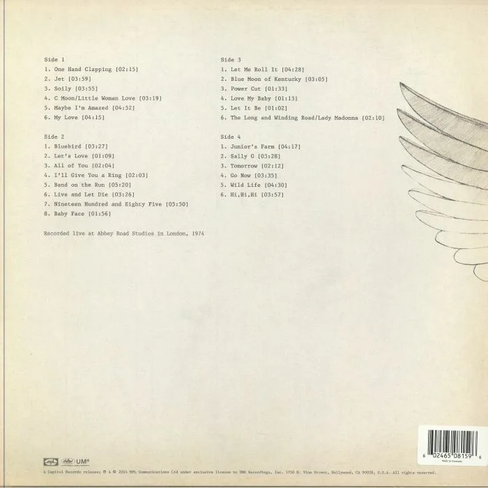 Back cover — Paul McCARTNEY / WINGS — One Hand Clapping
