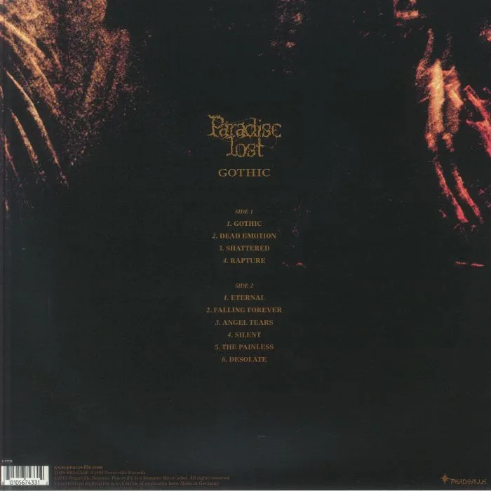 Back cover — PARADISE LOST — Gothic (reissue)