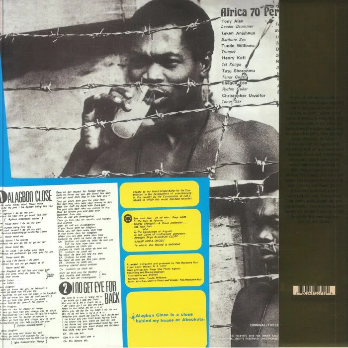 Обратная сторона обложки — Fela KUTI / AFRICA 70 — Alagbon Close (50th Anniversary Edition)