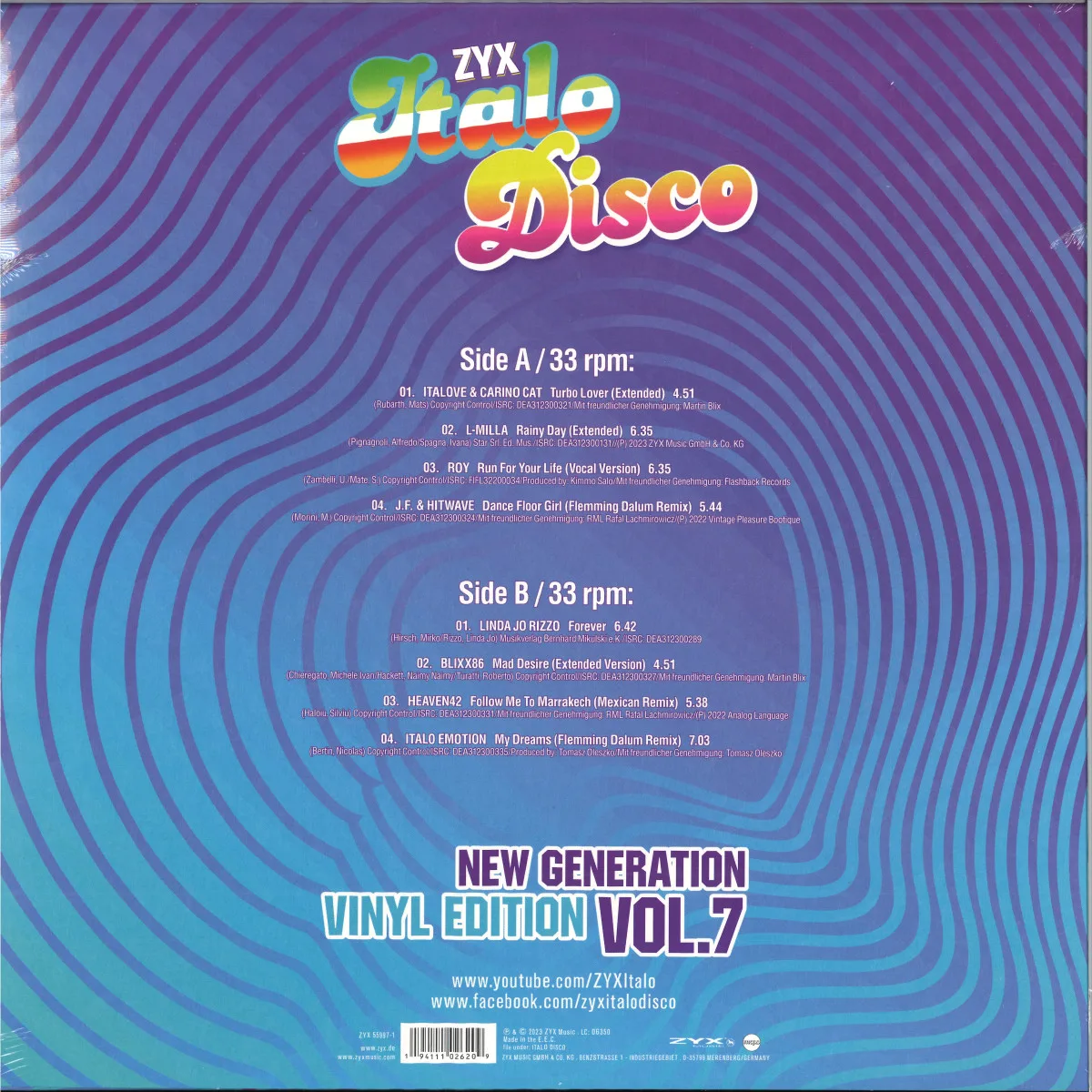 Back cover — Various — ZYX Italo Disco New Generation:Vinyl Edition Vol.7