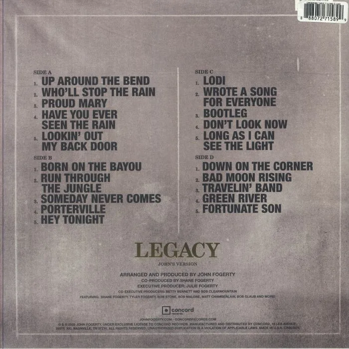 Back cover — John FOGERTY — Legacy: The Creedence Clearwater Revival Years
