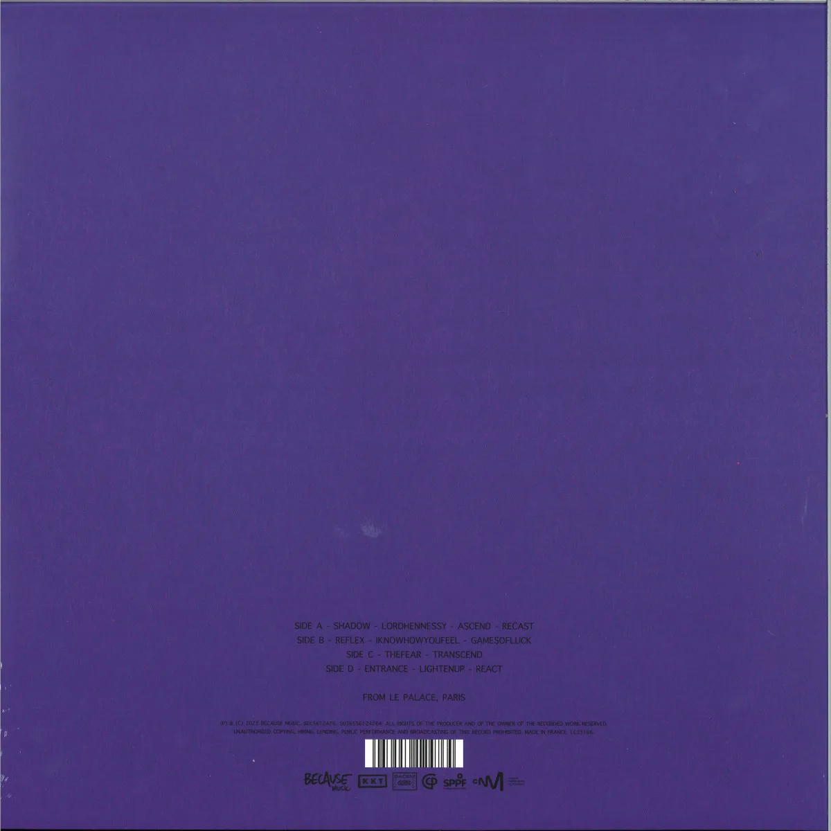 Back cover — Parcels — Live Vol. 2 LP 2x12"