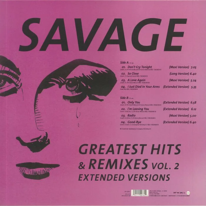 Back cover — SAVAGE — Greatest Hits & Remixes Vol. 2