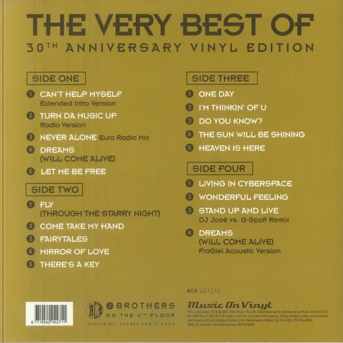Обратная сторона обложки — 2 BROTHERS ON THE 4TH FLOOR — The Best Of (30th Anniversary Edition)