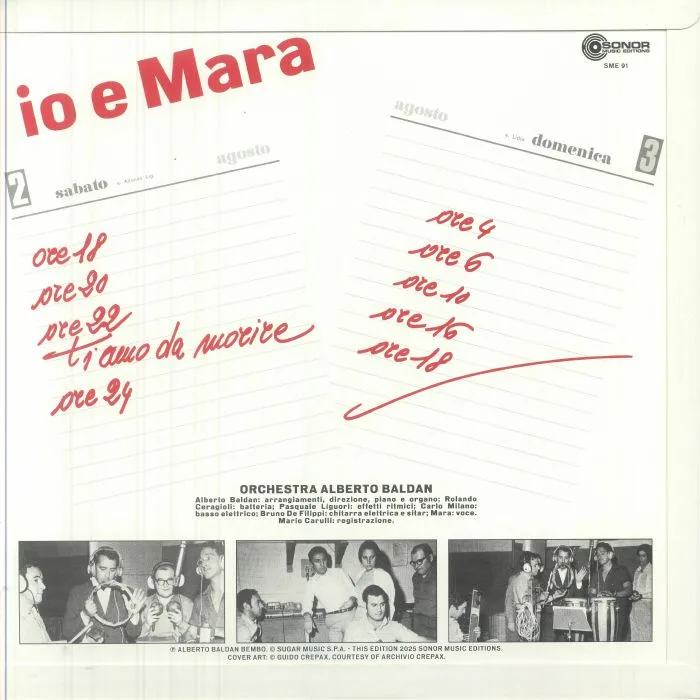 Back cover — Alberto BALDAN BEMBO — Io E Mara (Soundtrack)