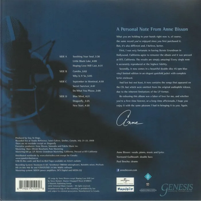 Back cover — Anne BISSON — Blue Mind (remastered)