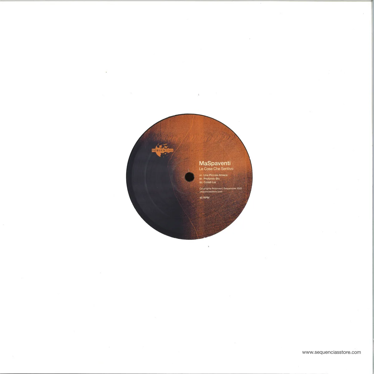 Back cover — Maspaventi — Le Cose Che Sentivo