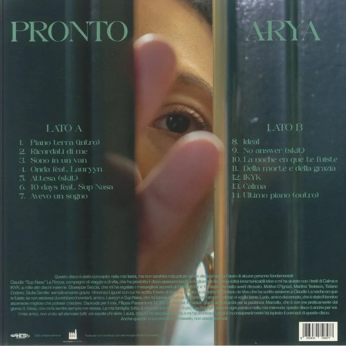 Back cover — ARYA — Pronto