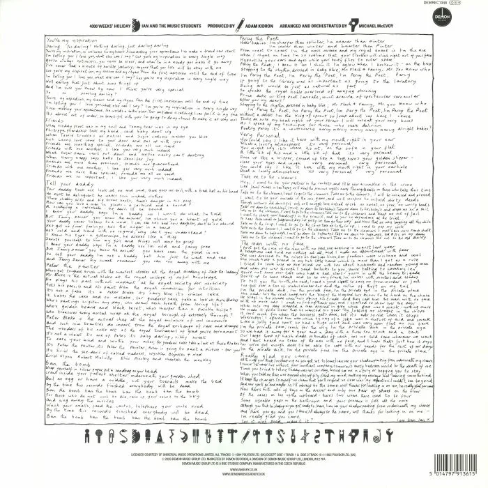 Обратная сторона обложки — Ian DURY & THE MUSIC STUDENTS — 4000 Weeks' Holiday