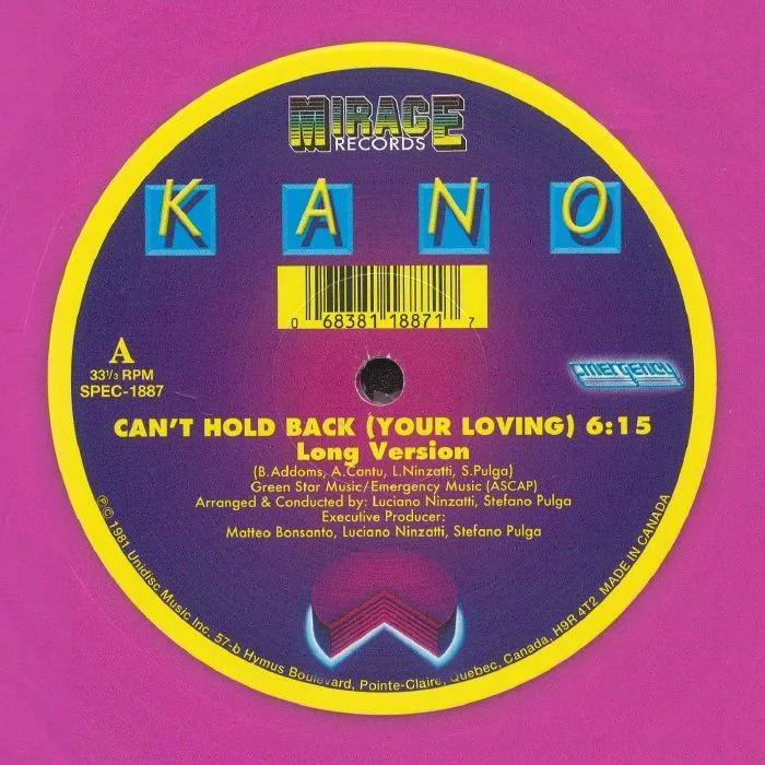 Лицевая сторона обложки — KANO — Can't Hold Back (You're Loving) (reissue)