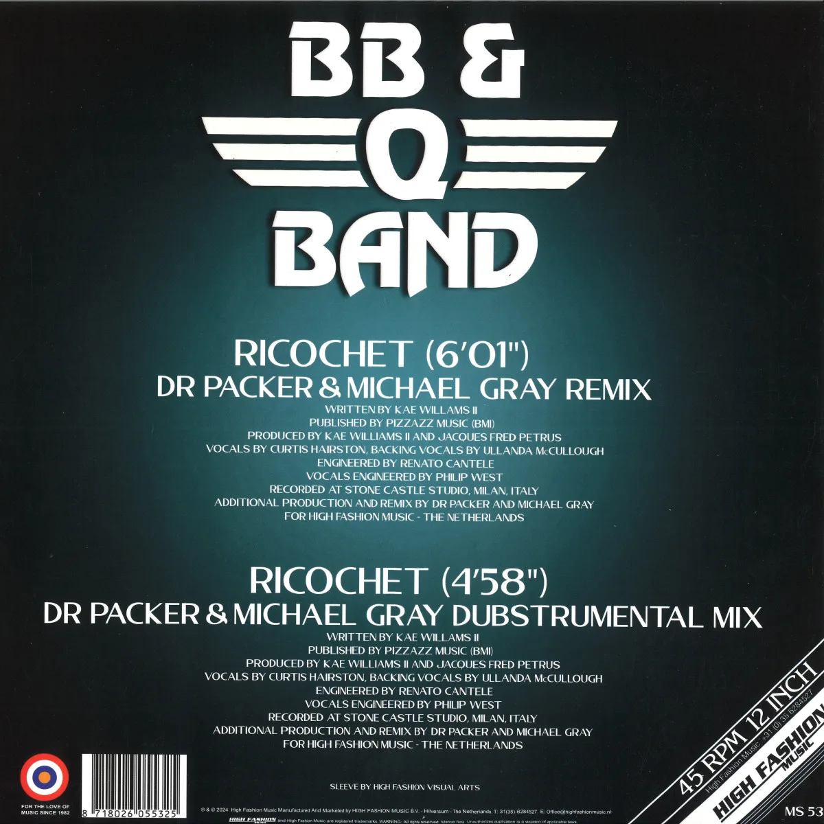 Back cover — Bb&Q Band — RICOCHET (DR PACKER & MICHAEL GRAY REMIX)