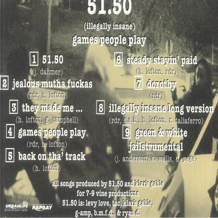 Back cover — 51 50 ILLEGALLY INSANE — Games People Play (reissue)