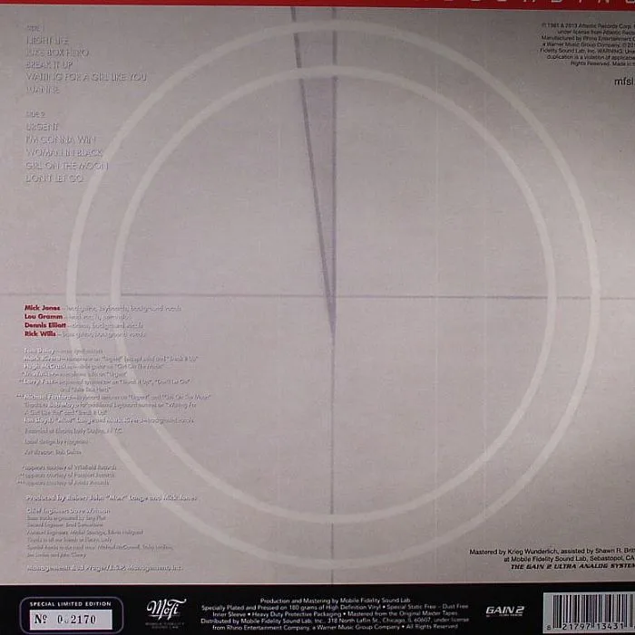 Back cover — FOREIGNER — 4
