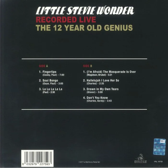 Back cover — Stevie WONDER — The 12 Year Old Genius