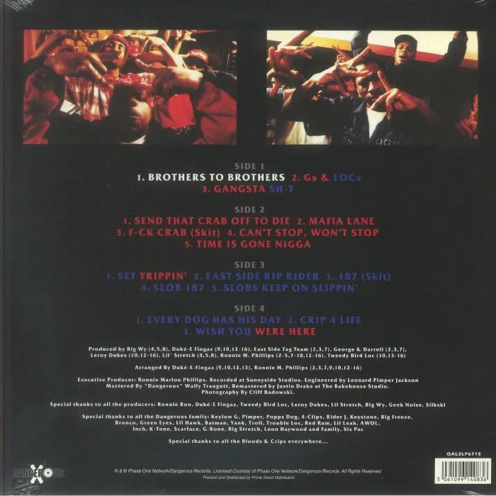 Back cover — BLOODS & CRIPS — Bangin' On Wax 2: The Saga Continues (Record Store Day RSD 2026)