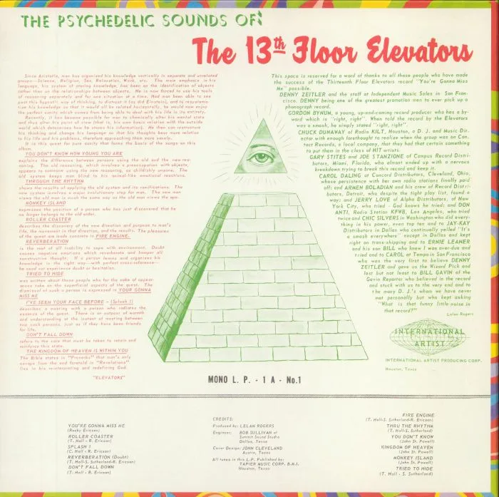 Back cover — 13TH FLOOR ELEVATORS — The Psychedelic Sounds Of The 13th Floor Elevators (mono) (half speed remastered)