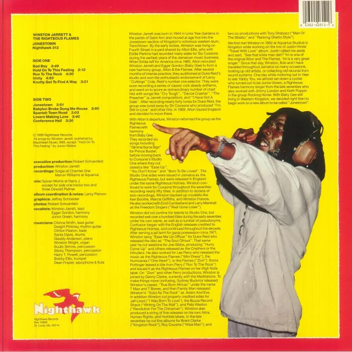 Back cover — Winston JARRETT / THE RIGHTEOUS FLAMES — Jonestown (reissue)