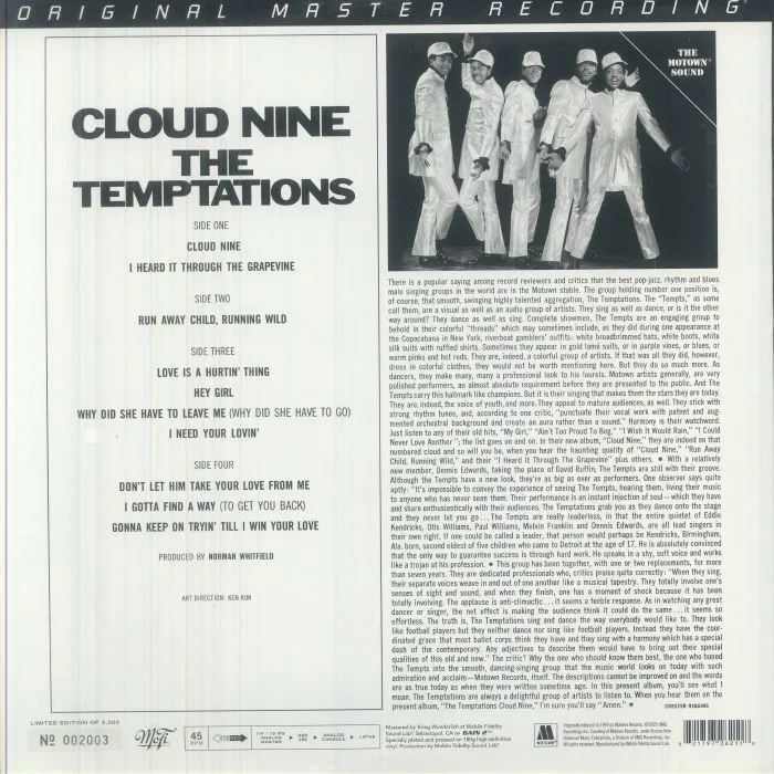 Обратная сторона обложки — The TEMPTATIONS — Cloud Nine