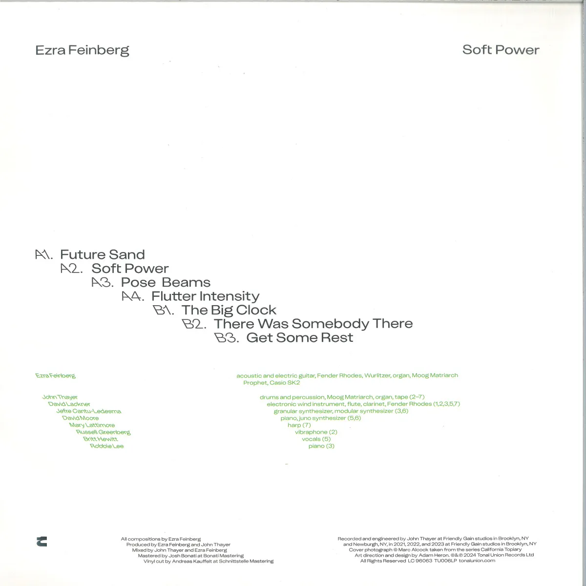 Back cover — Ezra Feinberg — Soft Power LP