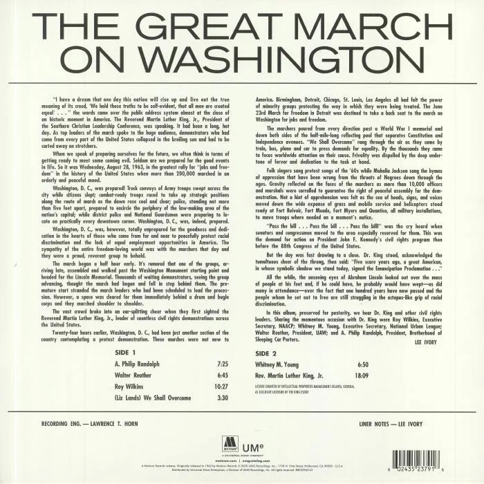 Обратная сторона обложки — VARIOUS — The Great March On Washington