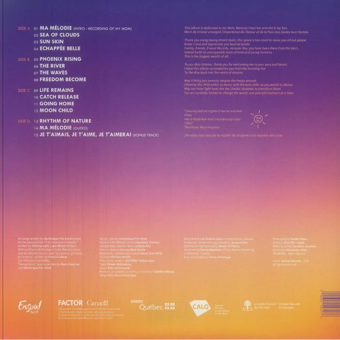 Back cover — Dominique FILS AIME — My World Is The Sun