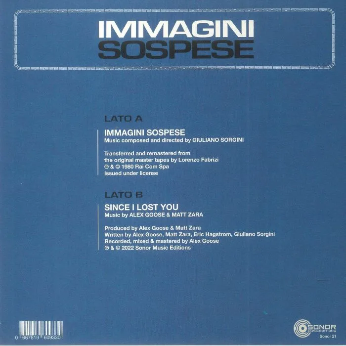 Обратная сторона обложки — Giuliano SORGINI — Immagini Sospese (remastered)