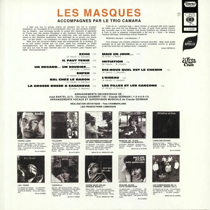 Back cover — LES MASQUES — Brasilian Sound