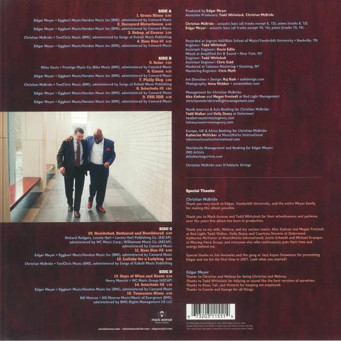 Обратная сторона обложки — Christian McBRIDE / EDGAR MEYER — But Who's Gonna Play The Melody? (Record Store Day RSD 2024) (B-STOCK)